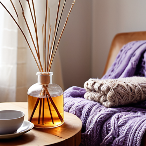 **Image Prompt:** A cozy Swedish living room bathed in soft light, with a reed diffuser subtly releasing a calming lavender scent. Focus on natural textures, like wool blankets and wooden furniture. The overall feeling should be "hygge" and relaxation. Perhaps include a book and a cup of tea.